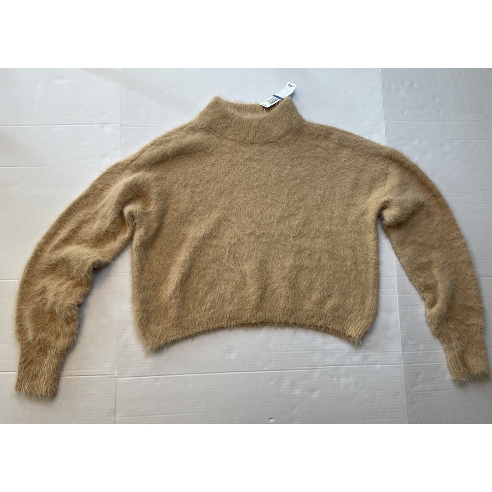 Sun + Moon Women's Fuzzy Mockneck Sweater Beige Latte Color Size Extra Large